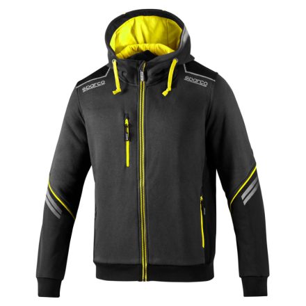 Sparco kapucnis kabát  TECH HOODED FULL ZIP TW szürke / fluőreszkáló ( neon ) sárga M