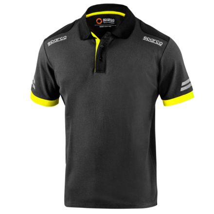 Sparco galléros póló TECH POLO szürke / fluoreszkáló ( neon ) sárga M