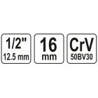 Gyertyakulcs 1/2" 16 mm / 64 mm CrV