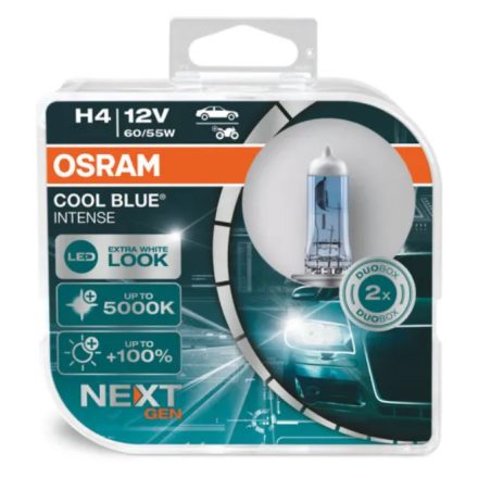 Izzó 12V/60/55W/H4 2db/+100% 5000K Osram Cool Blue Intense Nextgen 64193CBN