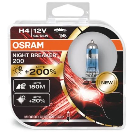 Izzó 12V/60/55W/H4/2db Osram Night Breaker 200 +200% 64193NB200