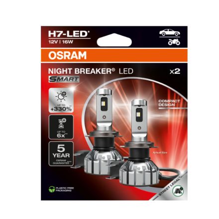H7 LED izzó osram 2x night braker 6000K