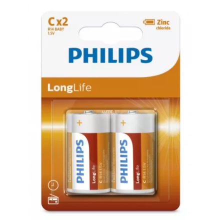 Philips LongLife R14L2B/10 C baby elem LR14 2db/csomag