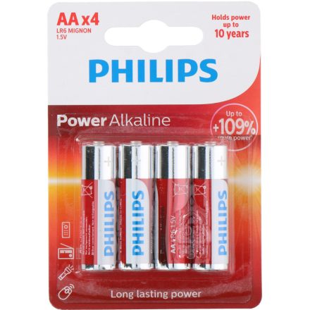 Philips PowerAlkaline LR6P12W/4 AA ceruza elem LR6 4db/csomag