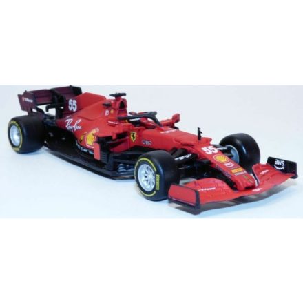 Bburago 1:43 Ferrari Racing F1 SF21 #55 (Carlos Sainz) sisakkal - kemény tok