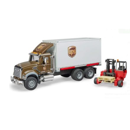 UPS MACK Granite konténeres teherautó villástargoncával BRUDER 02828