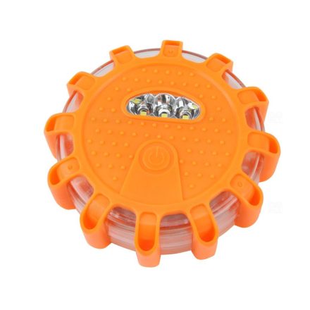 Sárga villogó kerek vészjelző lámpa 12 + 3 LED