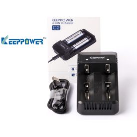   KeepPower LCD akku töltő Li-ion 2x 14500/16340/CR123/18650/32650 cellákhoz