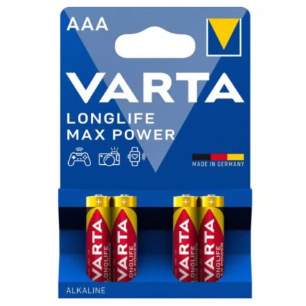 VARTA LONGLIFE MAX POWER AAA Mikró Elem (LR03) BL/4