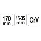 YATO YT01670 Állítható körmös kulcs 15-35 mm / 170 mm CrV
