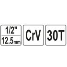 YATO YT03315 Racsnis hajtószár 1/2" 30T lépcsős radiátor kulcshoz CrV