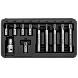   YATO YT0415 Bit készlet 11 részes SPLINE M5-M12 L=30 mm,L=75 mm 1/2"