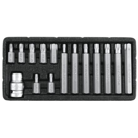 YATO YT0417 Torx készlet 15 részes tamperproof T20-T55 L=30 mm, L=75 mm 1/2"