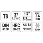 YATO YT04301 Bithegy dugófejjel T8 1/4" 37 mm CrV