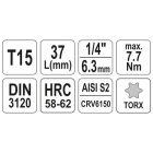 YATO YT04303 Bithegy dugófejjel T15 1/4" 37 mm CrV
