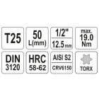 YATO YT04311 Bithegy dugófejjel T25 1/2" 55 mm CrV