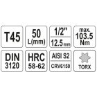 YATO YT04315 Bithegy dugófejjel T45 1/2" 55 mm CrV