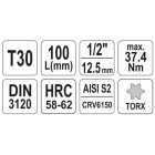 YATO YT04323 Bithegy dugófejjel T30 1/2" 100 mm hosszú