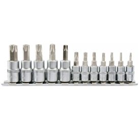   YATO YT04332 Biztonsági Torx bithegy készlet dugófejjel 12 részes (1/4" L=37 mm T8-T30, 3/8" L=48 mm T40-T55)