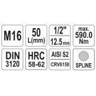 YATO YT04346 Bithegy dugófejjel SPLINE M16 1/2" 55 mm CrV