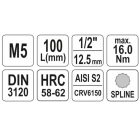 YATO YT04350 Bithegy dugófejjel SPLINE M5 1/2" 100 mm hosszú