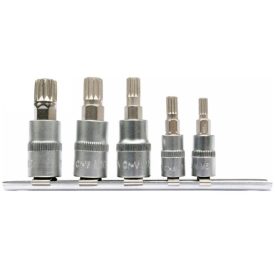   YATO YT04360 Spline bithegy készlet dugófejjel 5 részes (1/4"M5-6, 3/8"M8-10-12)