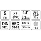 YATO YT04372 Bithegy dugófejjel imbusz 5 mm 1/4" CrV