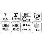 YATO YT04374 Bithegy dugófejjel imbusz 7 mm 1/4" CrV