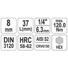 YATO YT04375 Bithegy dugófejjel imbusz 8 mm 1/4" CrV