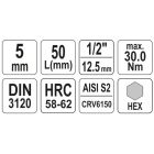 YATO YT04381 Bithegy dugófejjel imbusz 5 mm 1/2" CrV