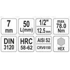 YATO YT04383 Bithegy dugófejjel imbusz 7 mm 1/2" CrV