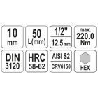 YATO YT04385 Bithegy dugófejjel imbusz 10 mm 1/2" CrV