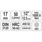 YATO YT04388 Bithegy dugófejjel imbusz 17 mm 1/2" CrV