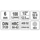 YATO YT04392 Bithegy dugófejjel Imbusz 6 mm 1/2" hosszú