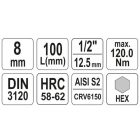 YATO YT04394 Bithegy dugófejjel Imbusz 8 mm 1/2" hosszú