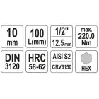 YATO YT04395 Bithegy dugófejjel Imbusz 10 mm 1/2" hosszú