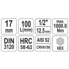 YATO YT04398 Bithegy dugófejjel Imbusz 17 mm 1/2" hosszú