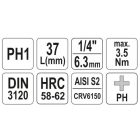 YATO YT04411 Bithegy dugófejjel PH1 1/4" CrV