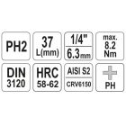 YATO YT04412 Bithegy dugófejjel PH2 1/4" CrV