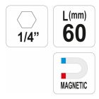 YATO YT0466 Bithegy-tartó mágneses 1/4" 60 mm