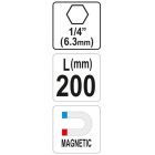 YATO YT04682 Bithegy-tartó mágneses 1/4" 200 mm