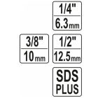 YATO YT04686 Dugókulcs adapter készlet 3 részes SDS Plus->1/2", 1/4", 3/8" négyszög