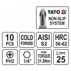 YATO YT0475 Bithegy PH2 1/4" 25 mm 10 db/bl