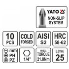 YATO YT0482 Bithegy készlet 10 részes 25 mm