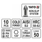 YATO YT0483 Bithegy készlet 10 részes 50 mm (5-6 mm-PH1-PH2-PZ1-PZ2)