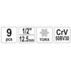 YATO YT0521 Dugókulcs készlet 9 részes Torx 1/2": E10-E24 