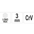 YATO YT05433 Hosszú imbuszkulcs 3,0 mm / 20 x 100 mm CrV