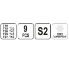 YATO YT05615 Torx T-kulcs készlet 9 részes T10-T50 tamperproof S2