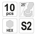 YATO YT0561 Hosszú gömbfejű imbuszkulcs készlet 10 részes 1,27-10 mm S2