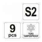 YATO YT0563 Torx kulcs készlet 9 részes T10-T50 S2